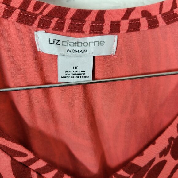 Liz Claiborne Womens Dress 1X Plus Fit Flare Short Sleeve Pink ANI1XE - Picture 9 of 10